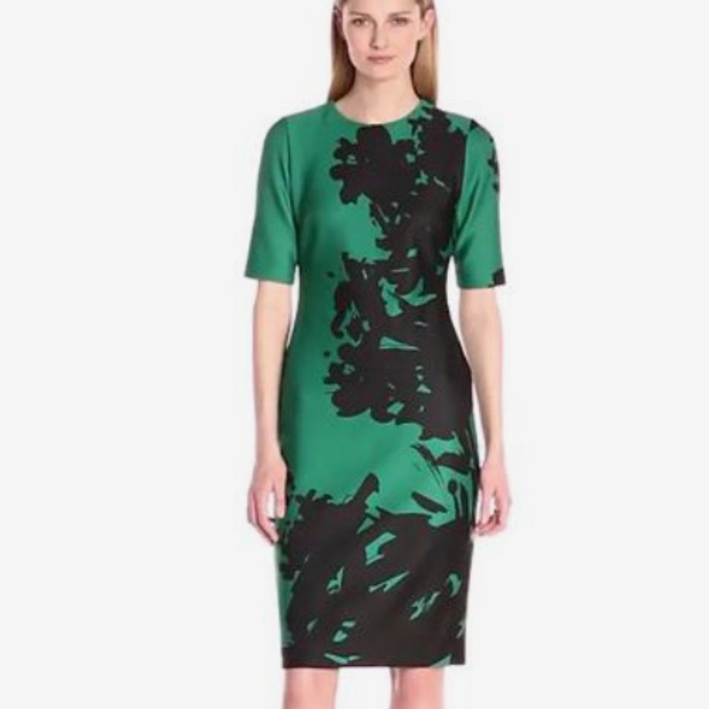 Anne Klein Green/Black Scuba Sheath Dress Size 2/4